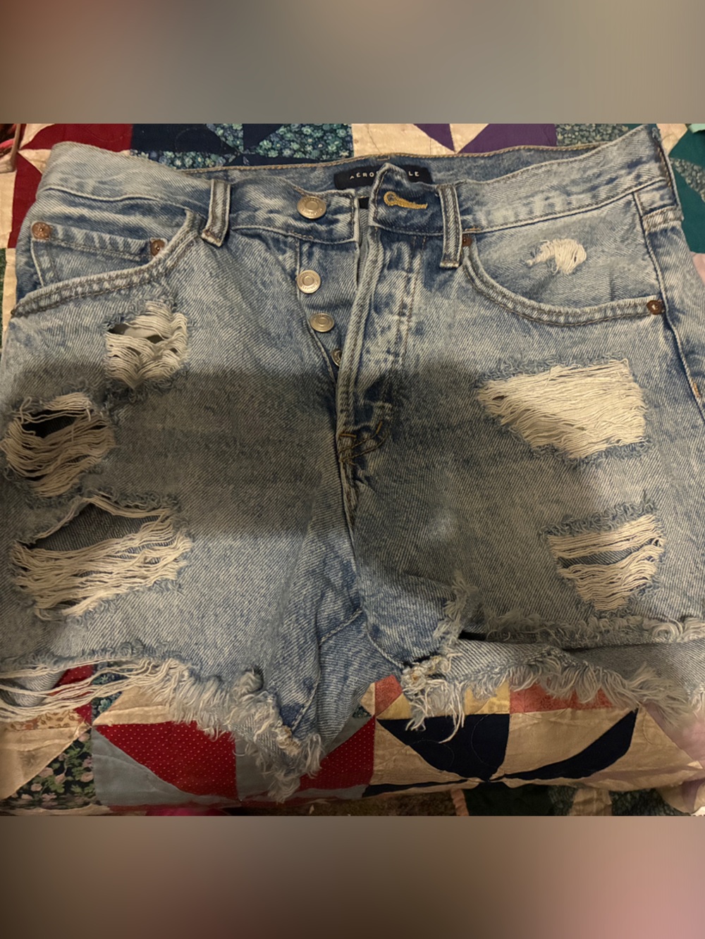 Aeropostale Light Blue Distressed Denim Jean Shorts